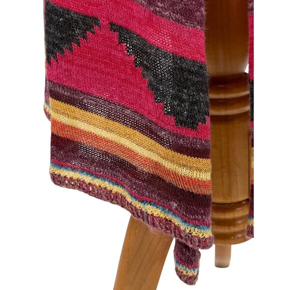 Free People Hooded Long Multicolor Cardigan | Boho Coastal Cowgirl Tribal Indie - Picture 12 of 16